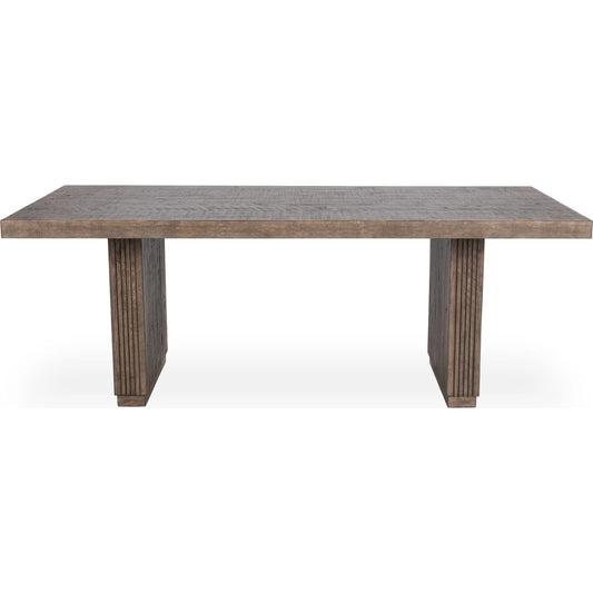 Ollie Dining Table by Kosas Home in brown. Made from reclaimed pine in a modern style.