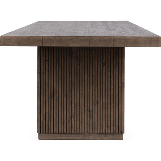 Ollie Dining Table by Kosas Home in brown. Made from reclaimed pine in a modern style.