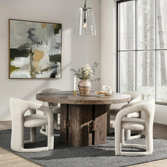 Rosemount 60" Pine Wood Round Dining Table by Classic Home in brown. Made from unique in a transitional style.