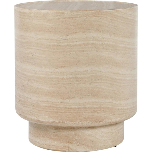 001 SI-2238830 | Primary Silo | McKenna Round Stone Outdoor End Table by Classic Home in beige. Made from glass fiber reinforced concrete in a transitional style.