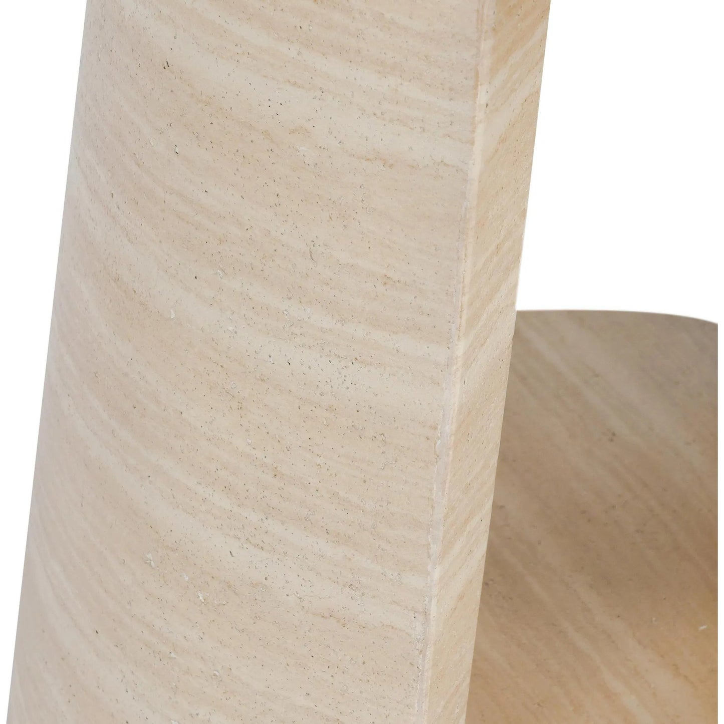 005 SI-2238831 | Closeup | Rosen Outdoor Round Stone End Table by Classic Home in beige. Made from glass fiber reinforced concrete stone in a transitional style.