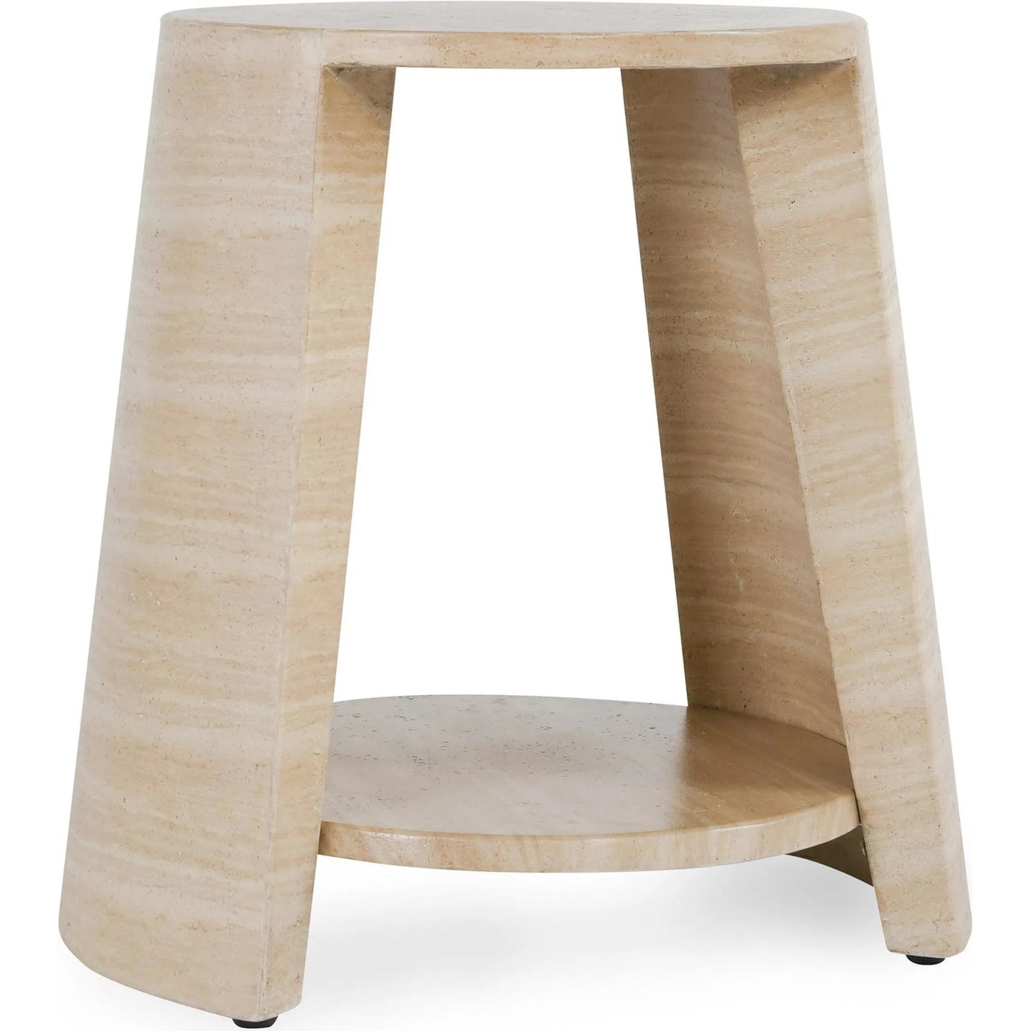 001 SI-2238831 | Primary Silo | Rosen Outdoor Round Stone End Table by Classic Home in beige. Made from glass fiber reinforced concrete stone in a transitional style.