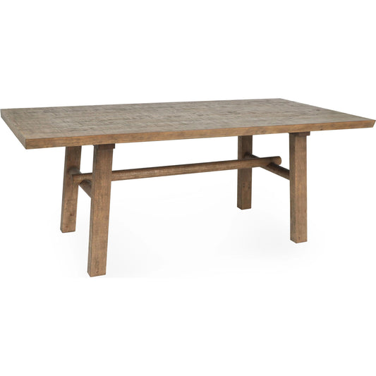 Liana Reclaimed Pine Wood Dining Table by Kosas Home in brown. Made from reclaimed pine in a transitional style.