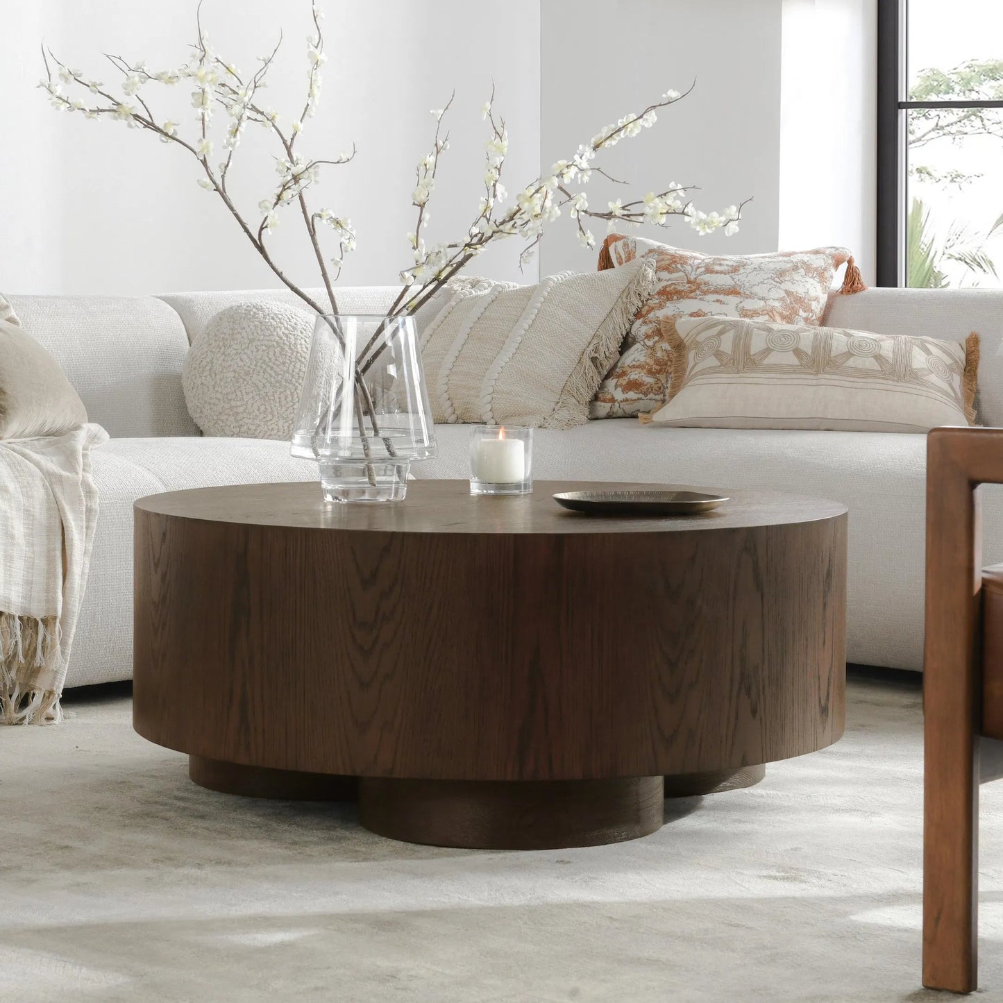 007 SI-2238840 | Lifestyle | Runa 42" Wood Coffee Table by Classic Home in brown. Made from oak veneer in a traditional style.