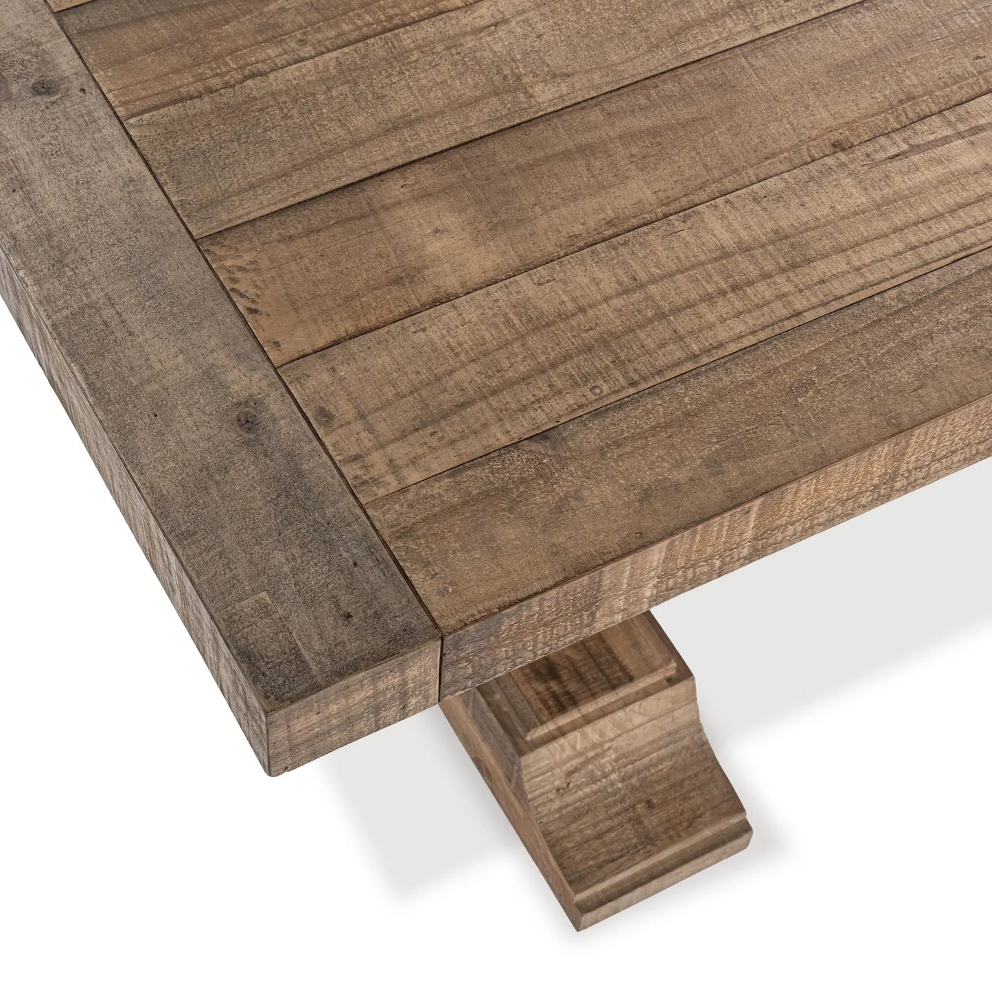 005 SI-2353717 | Closeup | Dita Reclaimed Pine Wood Dining Table by Kosas Home in natural. Made from reclaimed pine in a transitional style.