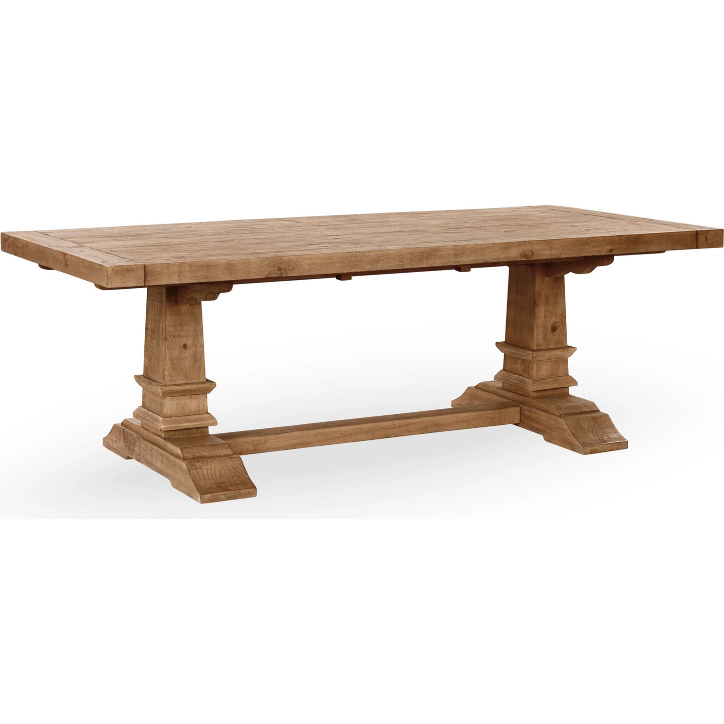018 SI-2353721 | Closeup | Allegra Extendable Reclaimed Pine Wood Dining Table by Kosas Home in natural. Made from reclaimed pine in a unique style.