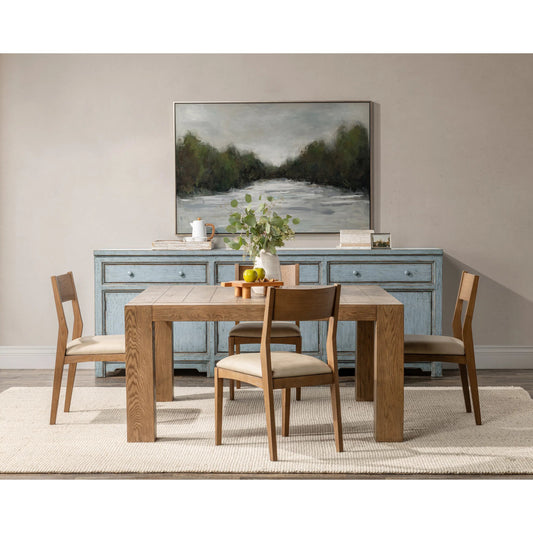 Gilcrest Square Dining Table by Classic Home in natural. Made from reclaimed oak in a transitional style.