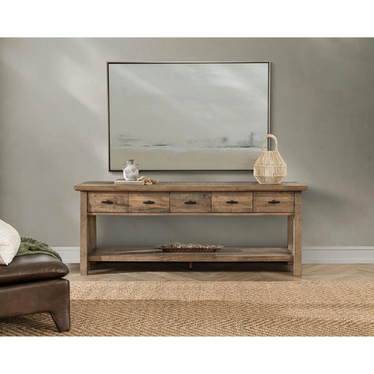 Talladega Reclaimed Pine Console Table by Classic Home in aged pine. Made from reclaimed pine in a transitional style.