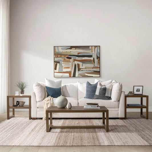Fenmore Coffee Table by Kosas Home in brown. Made from pine wood in a transitional style.