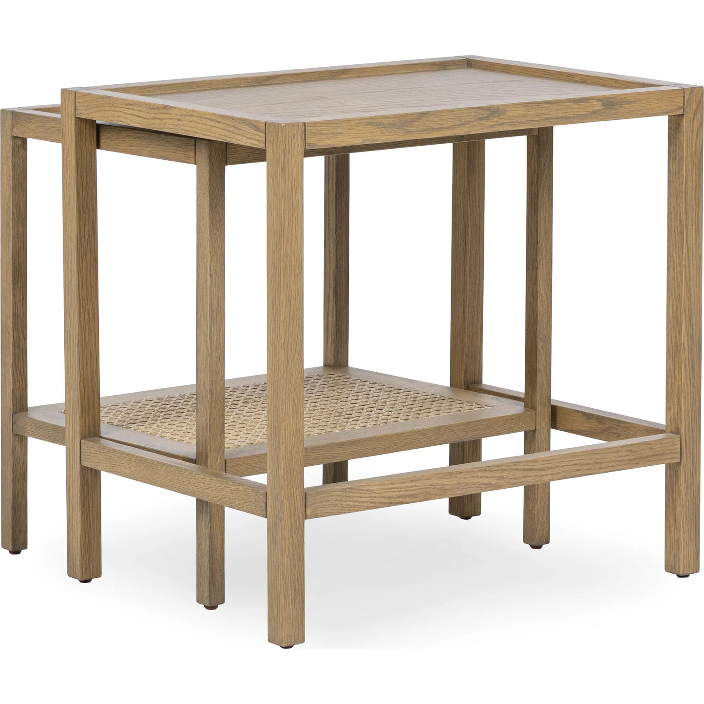 005 SI-2388524 | Additional Silo | Devin Oak Wood Nesting End Table by Classic Home in natural. Made from oak veneer, oak wood, cane in a unique style.