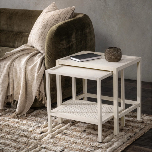 Devin Oak Wood Nesting End Table by Classic Home. Made from unique in a transitional style.