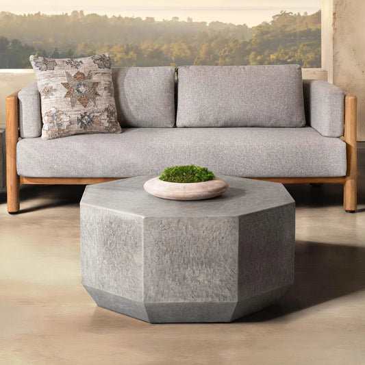 Morse Outdoor Coffee Table by Classic Home in athena gray. Made from glass fiber reinforced concrete in a unique style.
