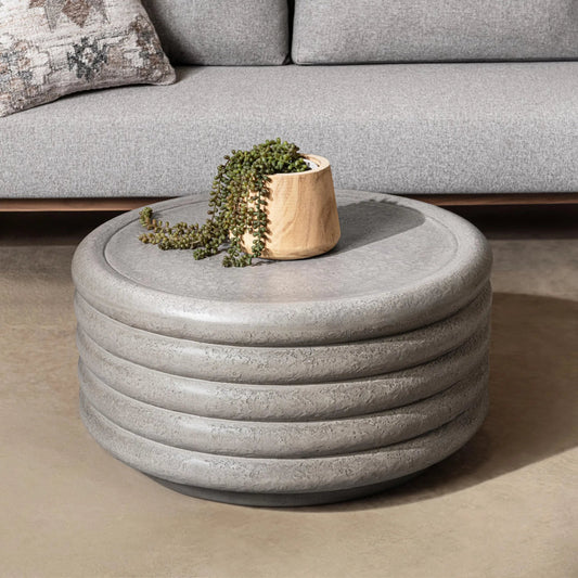 Reva Outdoor Coffee Table by Classic Home in athena gray. Made from glass fiber reinforced concrete in a unique style.