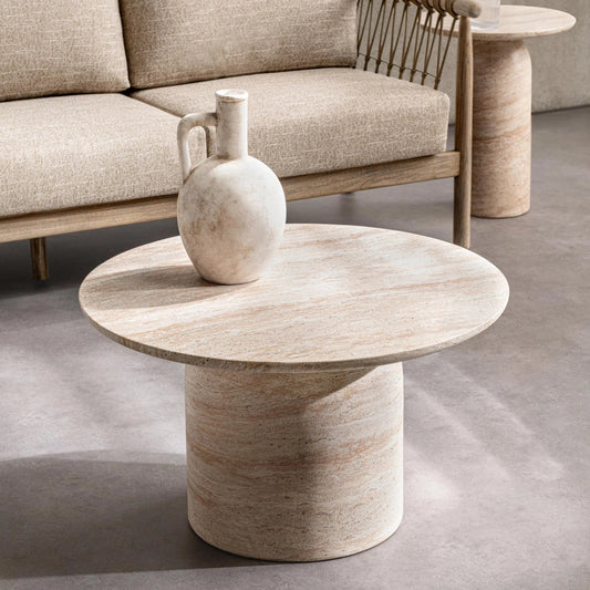 Sana Outdoor Concrete Coffee Table by Classic Home in beige. Made from glass fiber reinforced concrete in a unique style.