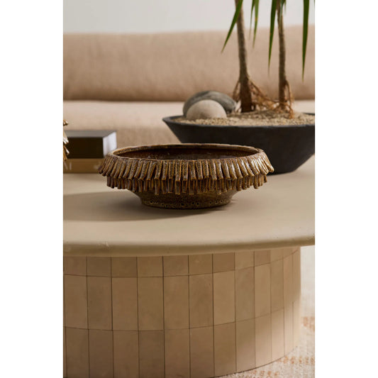 Fringe Bowl by Accent Decor in caramel. Made from ceramic in a unique style.