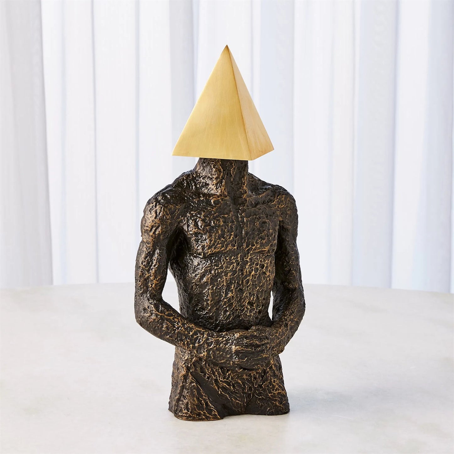 003 SR-892868 | Lifestyle | Pyramid Hero by Global Views in bronze. Made from iron, cast iron, brass in a eclectic & global style.