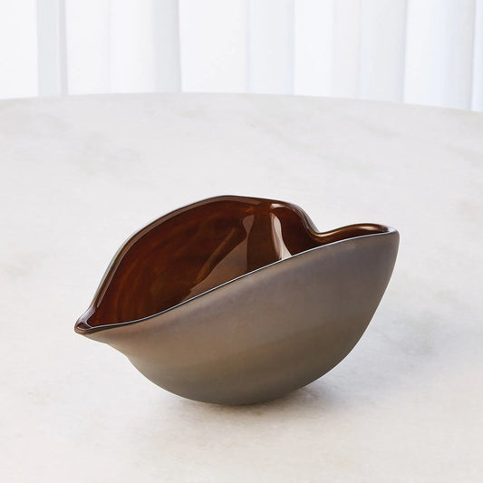 Frosted Grey Bowl With Amber Casing by Global Views. Made from glass in a modern style.