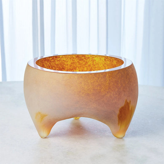 Freeform Tripod Bowl by Global Views in frosted irys gelp. Made from art glass in a eclectic & global style.