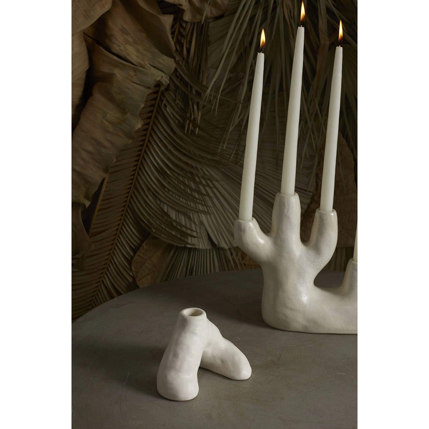 002 SI-2086173 | Lifestyle | Taurus White Candleholder by Accent Decor in white. Made from ceramic in a modern style.