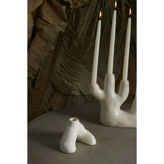Taurus White Candleholder by Accent Decor in white. Made from ceramic in a modern style.