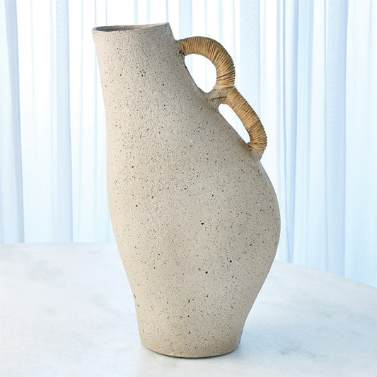 Leaning Vase by Global Views in sandstone. Made from ecomix - an eco-friendly compound crafted from a proprietary blend of natural, recycled components in a eclectic & global style.