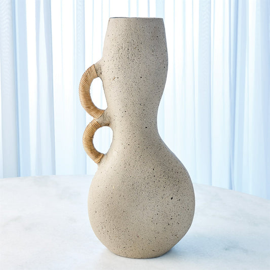Hourglass Vase by Global Views in sandstone. Made from ecomix - an eco-friendly compound crafted from a proprietary blend of natural, recycled components in a eclectic & global style.