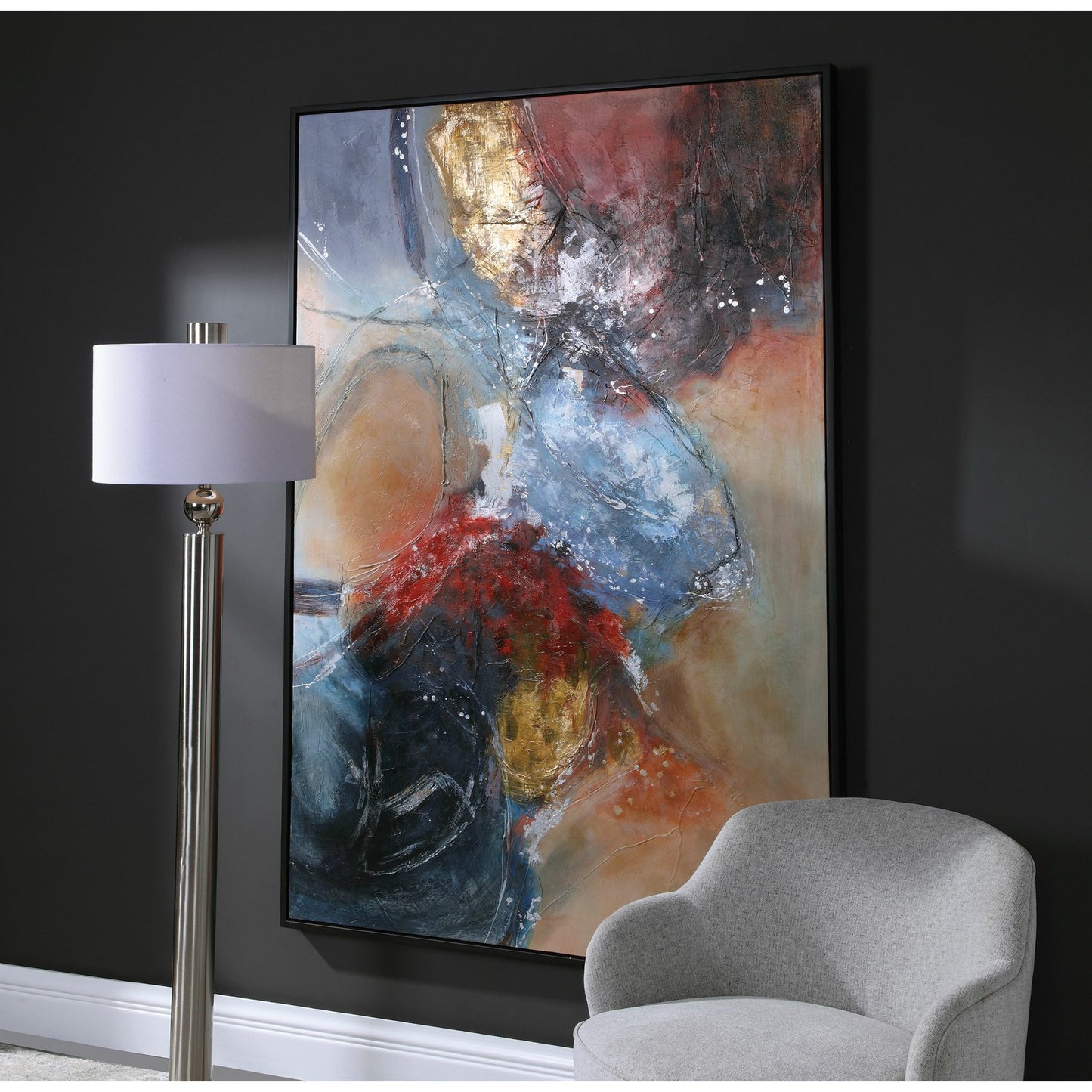 004 SR-766866 | Lifestyle | Summer Sunset Abstract Art by Uttermost in multi. Made from canvas, pine wood, acrylic in a modern style.