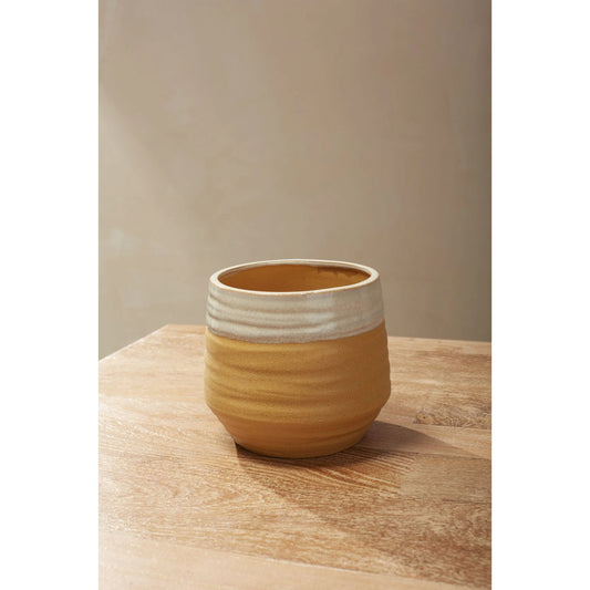 Altamira Pot by Accent Decor in yellow. Made from ceramic in a modern style.