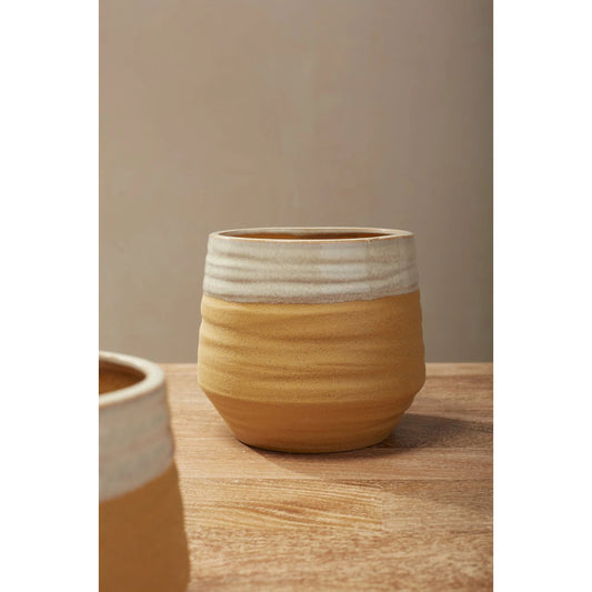 Altamira Pot by Accent Decor in yellow. Made from ceramic in a modern style.