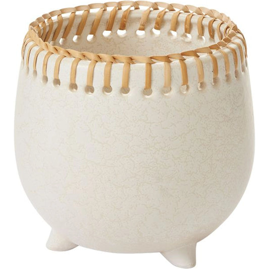 Almeria Pot by Accent Decor in white. Made from ceramic in a modern style.