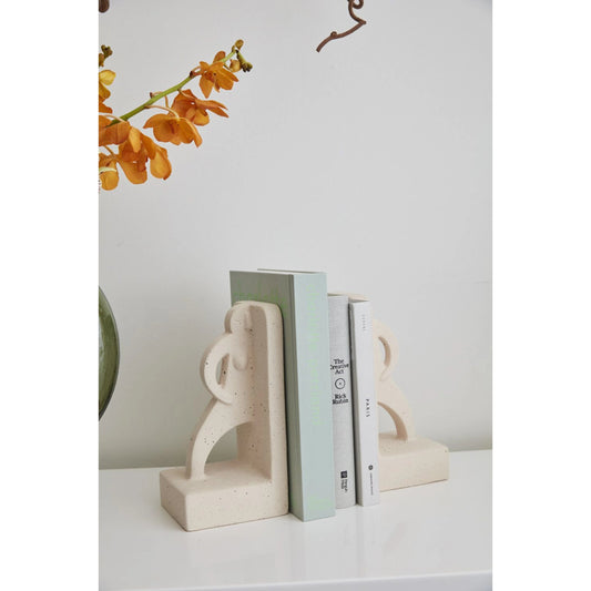 Doppelganger Bookend Set by Accent Decor in off-white. Made from ceramic in a modern style.