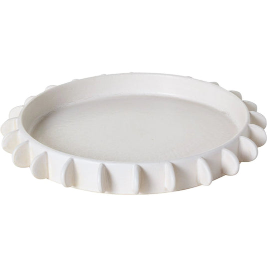 Reverie Tray by Accent Decor in off-white. Made from ceramic in a modern style.