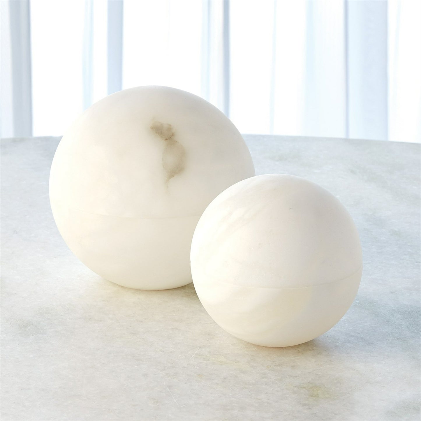 003 SR-939721 | Additional Silo | Alabaster Sphere Box by Global Views in white. Made from alabaster in a eclectic & global style.