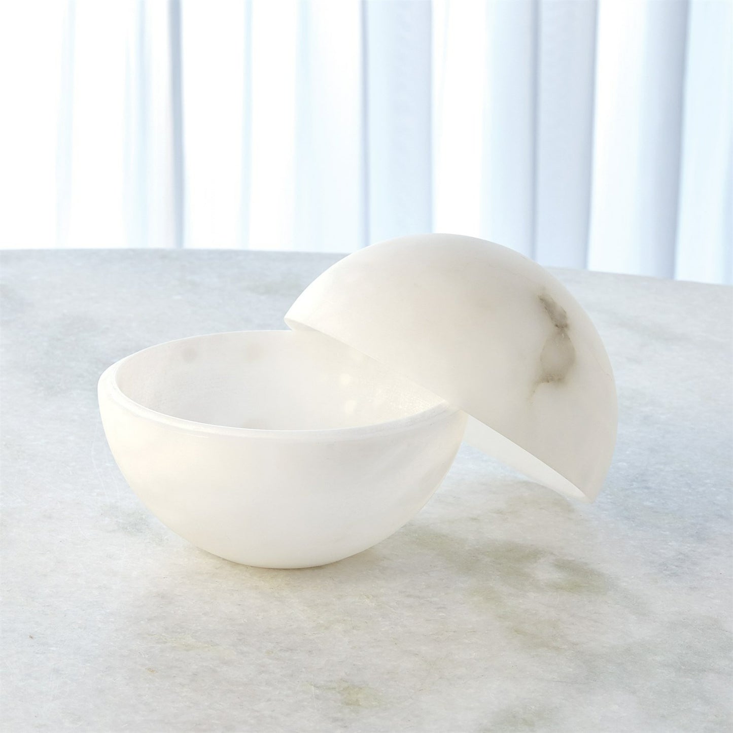 005 SR-939721 | Additional Silo | Alabaster Sphere Box by Global Views in white. Made from alabaster in a eclectic & global style.