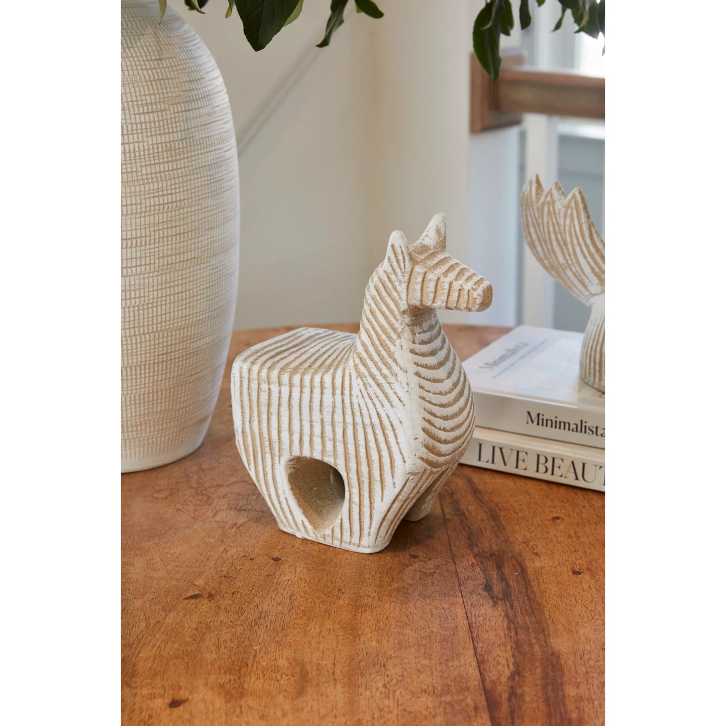 002 SI-2162670 | Lifestyle | Allegory Horse Sculpture by Accent Decor in off-white. Made from ceramic in a cottage & farmhouse style.