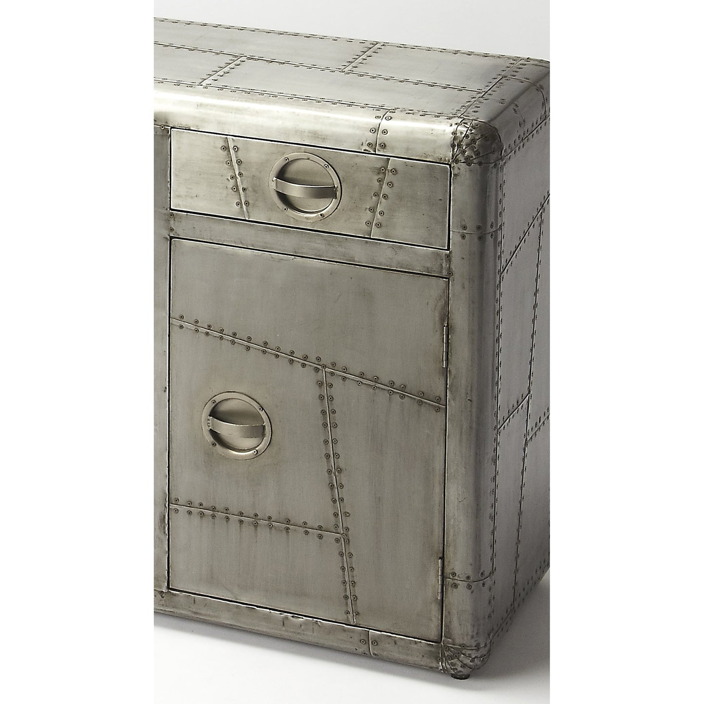002 O-BUTLER-5152330 | Additional Silo | Yeager Aviator Console Cabinet by Butler Specialty Company in gray and industrial chic. Made from mango wood solids, mdf, aluminum in a modern style.