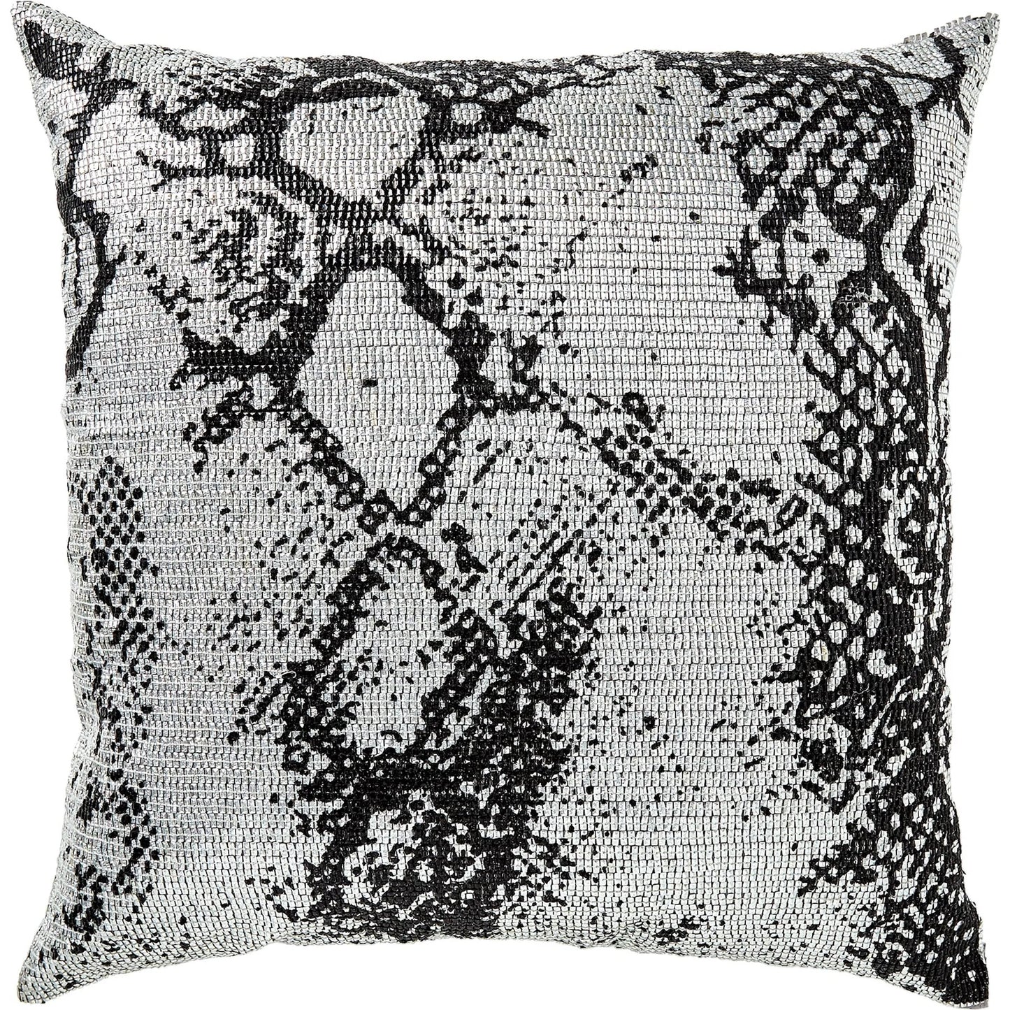 007 SR-890763 | Additional Silo | Shimmer Snake Skin Pillow by Global Views in silver and silver. Made from polyester with cotton lining with plastic decor in a modern style.