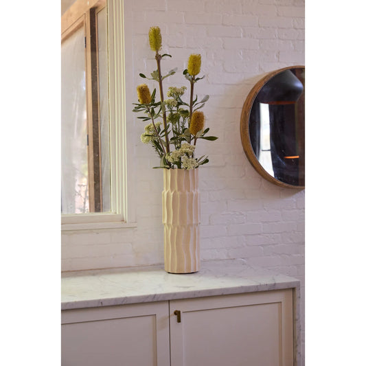 Seraphina Vase by Accent Decor in tan. Made from ceramic in a modern style.