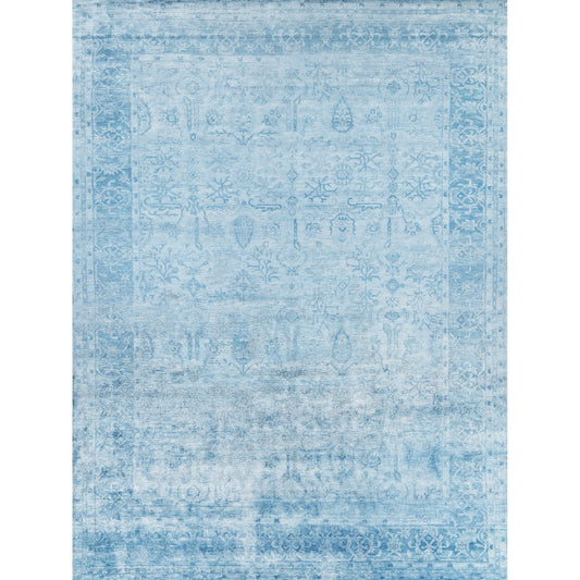 Antique'd Silk Rug - Blue by Exquisite Rugs in blue. Made from bamboo silk in a unique style.