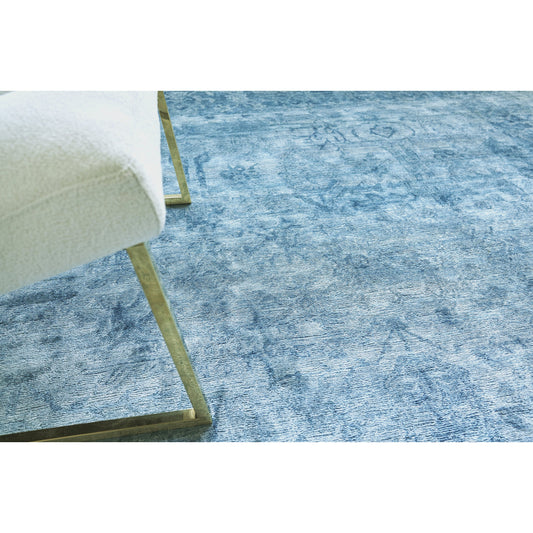 Antique'd Silk Rug - Blue by Exquisite Rugs in blue. Made from bamboo silk in a unique style.