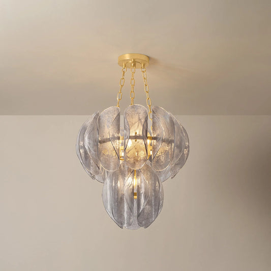 Anatase 5-Light Chandelier by Corbett in vintage gold leaf. Made from iron in a modern style.