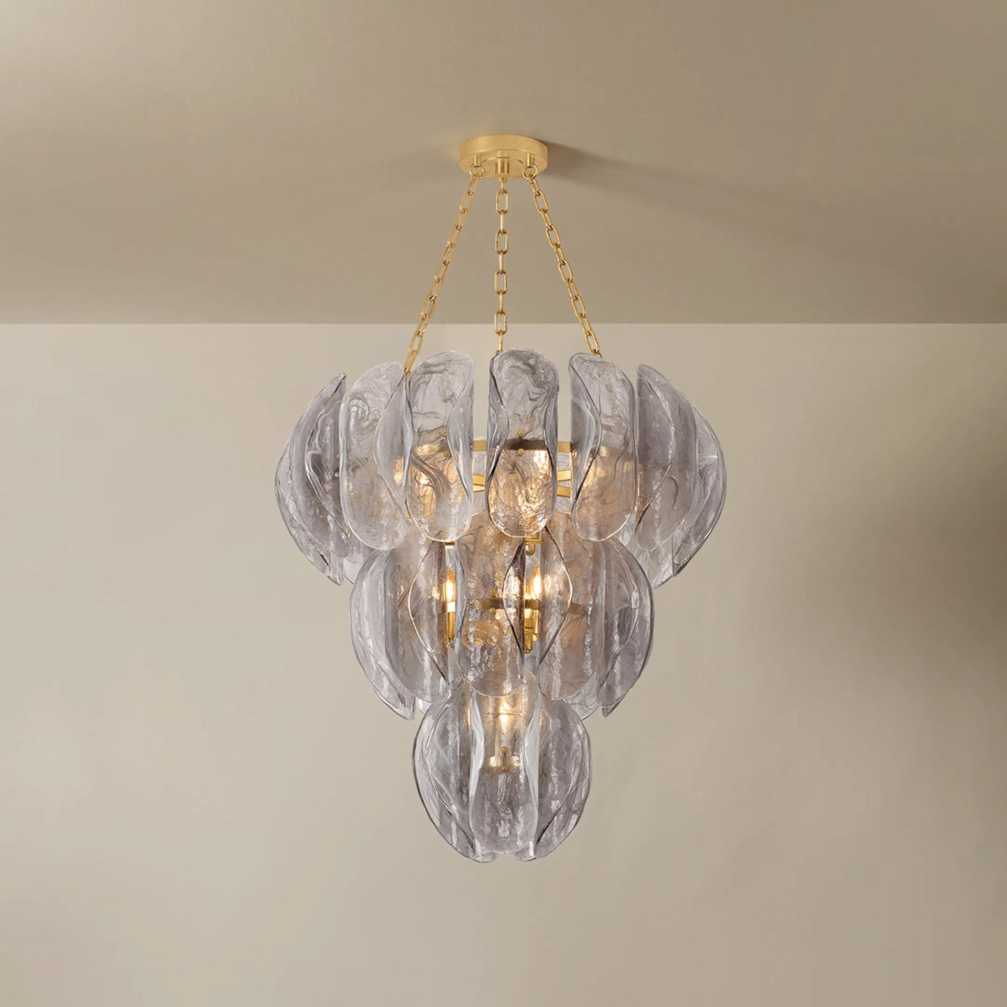 002 SI-2374159 | Lifestyle | Anatase 10-Light Chandelier by Corbett in vintage gold leaf. Made from iron in a modern style.