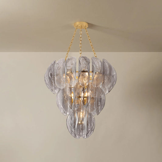 Anatase 10-Light Chandelier by Corbett in vintage gold leaf. Made from iron in a modern style.