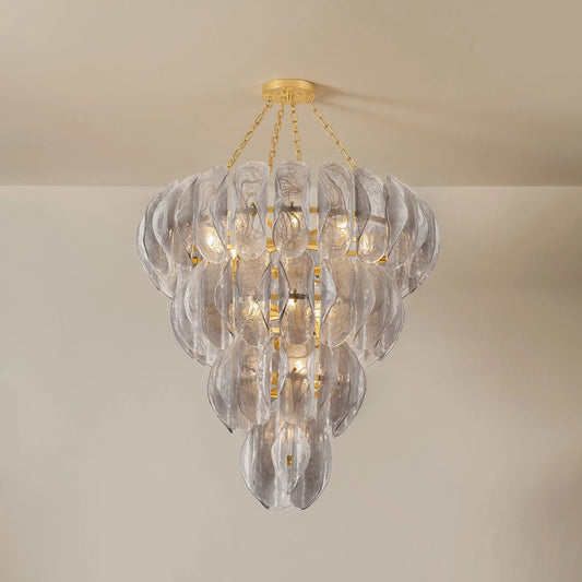 Anatase 18-Light Chandelier by Corbett in vintage gold leaf. Made from iron in a unique style.