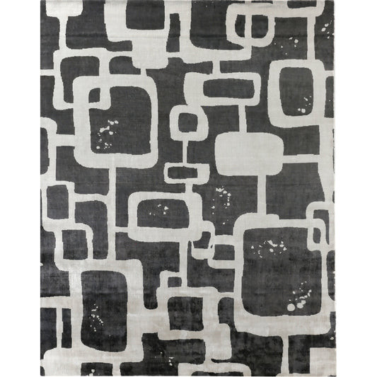 Koda 5180 Rug by Exquisite Rugs in ivory, charcoal. Made from bamboo silk in a unique style.