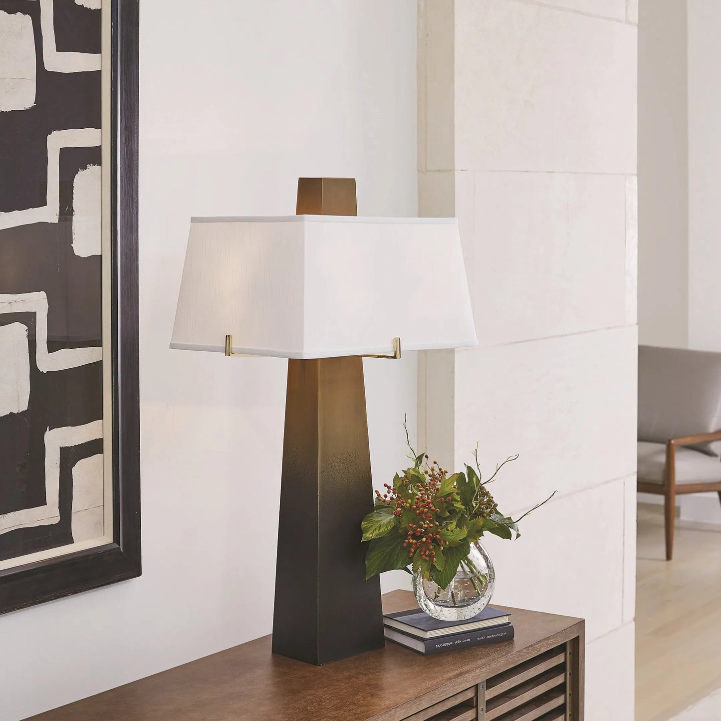 002 SR-702130 | Lifestyle | Stoic Lamp by Global Views in ombre brass. Made from brass, mild steel, stainless steel in a modern style.