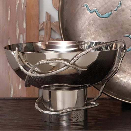 Twig Bowl by Global Views in nickel. Made from stainless steel in a modern style.