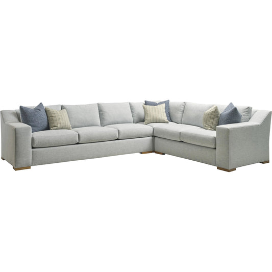 001 SI-2540422 | Primary Silo | Shaws Cove Sectional by Barclay Butera in light blue and tan. Made from mahogany, fabric in a unique style.