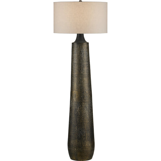 001 SI-2007693 | Primary Silo | Brigadier Floor Lamp by Currey and Company in antique brass, black, whitewash. Made from aluminum in a modern style.