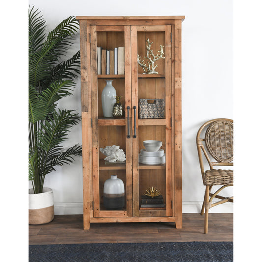 Emma Display Cabinet by Kosas Home in natural pine. Made from reclaimed pine in a modern style.